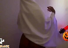 Halloween Public Outdoor Amateurs in Lingerie