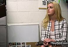 Blonde MILF Wife Strips and Blows Security Guard at Mall Office