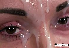 this spicy honey is getting a massive jizz facial while sucking every drop in pov