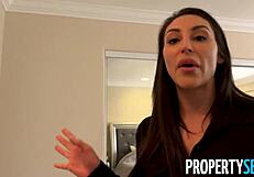 Indecisive homebuyer bends over shaved agent for doggystyle plowing and cumshot.