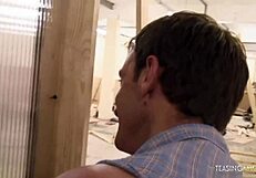 Blonde babe enjoys banging two guys in threesome