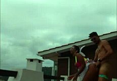 lunna vaz and i fuck intensely on the balcony during the party, with blowjob and big cock action!