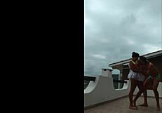 lunna vaz and i fuck intensely on the balcony during the party, with blowjob and big cock action!