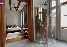 She didn't mind joining them in the shower.