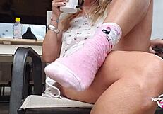 i love flashing my pumped pussy and pierced nipples outdoors with big rings