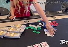 Interracial pornstars roll the dice in Texas Hold'em game