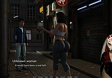 Gamer girl plays porn game in latex outdoors