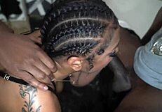 Beautiful black beauty gets dirty in group sex scene