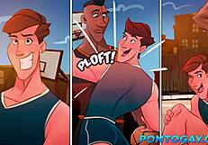 Basketball Cartoon Astros with Massive Cocks in Complete Gay Action
