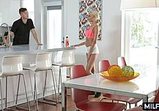 Blonde athletic cougar cheats hard with intense fucking