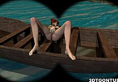 foxy 3d babe enjoys attention while on a boat