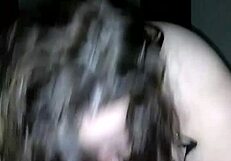 Amber Crider, the fat slut, sucks cock with her big tits bouncing