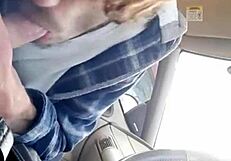 offering my buddy a steamy morning blowjob in car