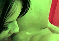 Lesbo amateurs lick pussy on massage table, teasing big tits and orgasms