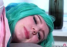 Small boobs solo cosplay girl gets wild with sex toys