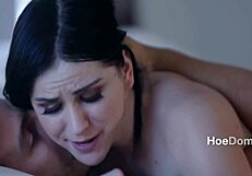 cute violet rain begs coach jay smooth for help. this petite teen brunette wants her first time now!