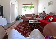 milf with big natural tits bouncing in cowgirl. stepson fucks her hard and creampies.