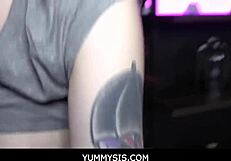 Harlowe Blue Helps With Pussy While Using Laptop