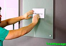 amateur gets a facial from the masseur during a session