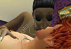 Horny granny rides cock intensely in Sims 4 game
