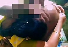 Beautiful Asian couple enjoys passionate mouth kissing and big breast fondling