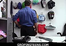 Officer bends and fucks shoplifting teens in office