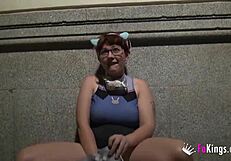 Busty teen Meraki gives free public blowjobs on Spanish streets today