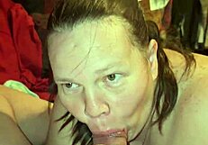 Milf Gives Blowjob And Swallows Cum