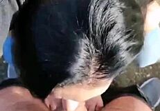 she sucks his cock and nuts roadside