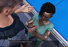 3D cartoon of a black teen getting cum in mouth in Space Dildo: The Sequel