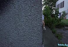 Public agent spots brunette masturbating outside and offers my huge cock for relief