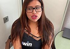 pervert psychologist fucks her client with big cock, creampie in hardcore session