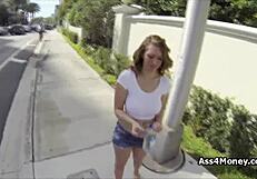 broke teen with huge tits banged in parking lot