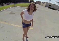 broke teen with huge tits banged in parking lot