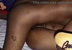 ebony couple have passionate sex with dripping big black cock