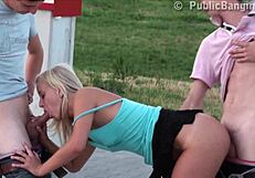 Very cool public street event with teens gathering outdoors