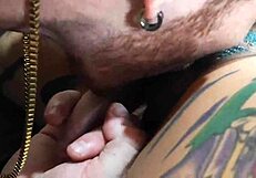 Tattooed MILF Gives Passionate Blowjob And Licks Cock