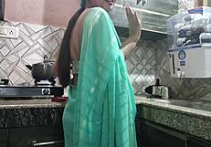 Indian housewife's spicy kitchen sex with devar in audio