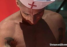 Nurse Strips And Sucks Huge Cock!