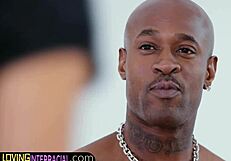 Beautiful lingerie babe rides black cock anally in glamorous scene.