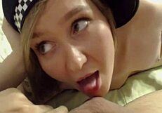 Blond camwhore fucks doggy style and sucks cock