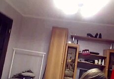 Blond camwhore fucks doggy style and sucks cock