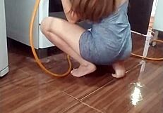 I recorded my employee washing the stove naked