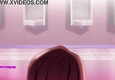 Public toilet action with natural tits and creampie fetish