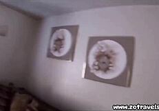 A steamy scene of a thick Latina giving a deep blow job until the man cums