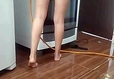 I recorded my employee washing the stove naked