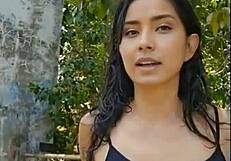 Skinny Latina Brunette Stuns with Wet Tits in Beautiful Forest Nature Scene. Watch Her Now.