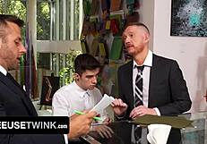 Joel And Brody Kayman Subtly Free Use Their Twink Intern Harrison Todd In Deepthroat And Anal Creampie.
