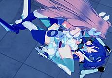 Tsubasa, Kanade, and Maria in Symphogear hentai