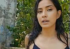 Skinny Latina Brunette Stuns with Wet Tits in Beautiful Forest Nature Scene. Watch Her Now.